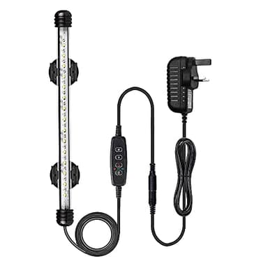 VARMHUS LED Aquarium Light, Color Changing Submersible Fish Tank Light with Timer for Sunrise and Sunset (28cm, Blue+White)