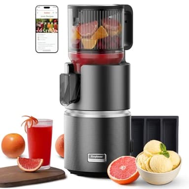 Anybear Cold Press Juicer with 4.9" Large Feed Chute, 350W Masticating Juicer Machines with Dual Slow-Squeezing Technology for Whole Fruits & Veggies with High Yield | BPA-Free Tritan (Grey & Silver)