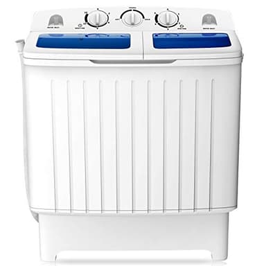 HOMFME Twin Tub Washing Machine, 8KG Portable Washer and Spin Dryer Combo with Timing Function & Drain Hose, Compact Laundry Wash Machine Mini Washers for Home Dorms Apartment RVs (Blue)