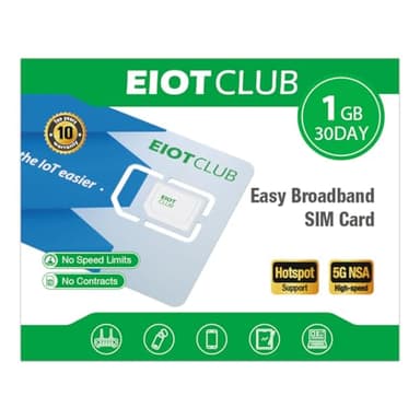 EIOTCLUB Data Only SIM Card for Europe 30+ Countries, 1GB/30Days, 5G/4G LTE, No Contracts, Pay As You Go, 3-in-1 Data Sim ideal for Mobile WiFi Hotspot, Router, Tablets, iPad