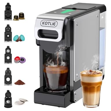 5 in 1 Espresso Single Serve Coffee Machine for Nespresso Original/Dolce Gusto/L’OR/Ground Capsule and ESE Coffee Pods,19Bar Multi-Capsule Coffee Machine ST-550 (ST-550-1)