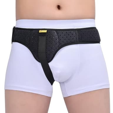 Tenbon Hernia Belt Truss for Men and Women Left or Right Side Supportive Groin Pain with Removable Compression Pads for Pre or Post-Surgical, Femoral, Comfortable Adjustable (Black, M)