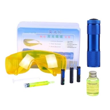 AC Leak Detector Kit, Air Conditioner UV Dye Leak Detector, LED AC UV Flashlight Detector with Protective Glasses, Auto Air Conditioning Repair Tool