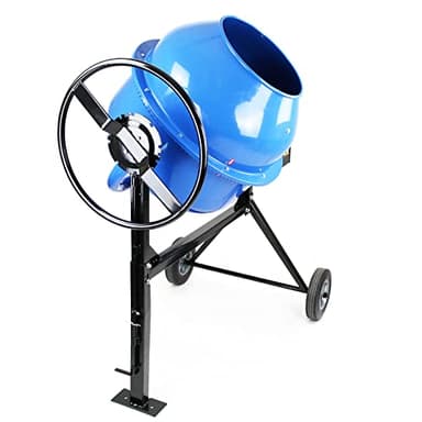 Hyundai Portable Electric Cement Mixer, 160 litre, 650w, Concrete Mixer with 160 Litre Mix Capacity, Puncture Proof Tyres, Cast Iron Gears, 3 Year Warranty, blue