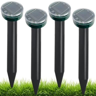 KEEPAQ Solar Mole Repellent Ultrasonic 4pcs, Waterproof Sonic Mole Deterrent Devices, Vole Mole Animals Repeller for Outdoor Lawn Garden Yards, Get Rid of Gophers Mouse Mole Rat Vole Snake and Rodent