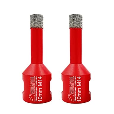SHDIATOOL Dry Diamond Drill Core Bit 2pk Diameter 10mm Vacuum Brazed Drilling Porcelain Tile Granite Marble