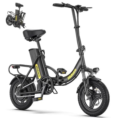 Hidoes Electric Folding Bikes for Adults, 14" Electric Dirt Bike Adult, Ebikes for Adult Men Women, e Bike with Front Shock Absorber, Foldable Fat Tire e-Bike with Throttle Pedal Assist (C5 Bike)