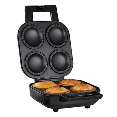 Cooks Professional Deep Fill Pie Maker with Crimping Edge, Spatula & Pastry Cutter | 4-Pie Capacity | Perfect for Savory, Fruit, Meat & Veg Homemade Pies | Non-Stick Plates for Easy Use & Cleanup