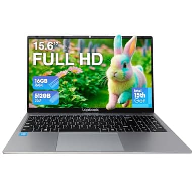 15.6" Full HD Laptop - 16GB RAM 512GB M.2 SSD, Windows 11 Home, Dual-Band WiFi, Integrated Webcam - S15 N6 Quad-Core, 15 Inch Lightweight Laptop