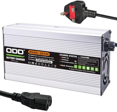 QDD 71.4V 5A Charger 60V Li-ion Battery Charger Silver Aluminum Case Output C13 N+L- Connector Used for 17S 60V Lithium Battery