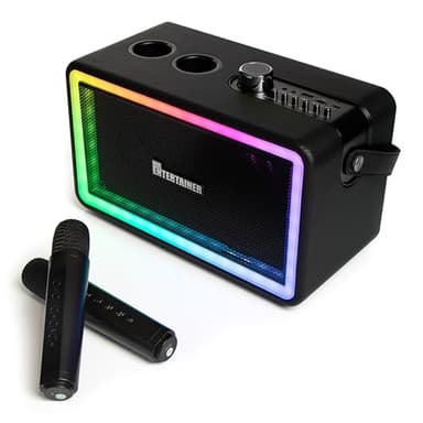 Karaoke Machine & Portable Speaker with Wireless Microphones & Lights. Mr Entertainer Neon