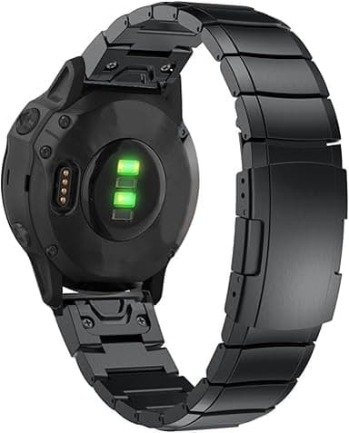 Watch Straps Compatible with Garmin Approach S70 47mm Strap, 22mm Metal Stainless Steel Wristband Replacement Business Band for Garmin Approach S70 47mm Women Men (Black)