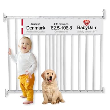 BabyDan MultiDan, 62.5-106.8 cm, Extendable Stair Gate/Baby Gate/Safety Gate, Metal, White, Made in Denmark - (Pet Gate/Dog gate)