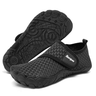 Racqua Kids Water Shoes Boys Aqua Beach Shoes Kids Swim Boating Sea Wetsuit Slipfree Surf Pool Quick Dry Lightweight Non-Slip Shoes for Kids Black 4.5