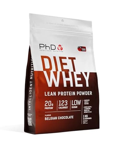 PhD Nutrition Diet Whey Lean Protein Powder | Belgian Chocolate Whey Protein Powder | 1kg Bag