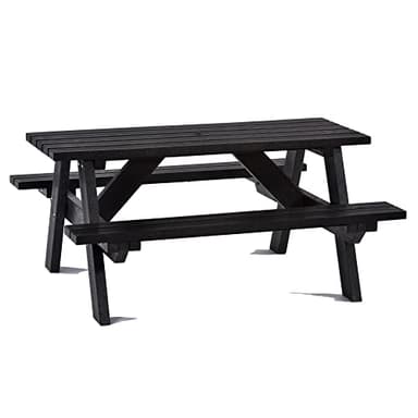 BrackenStyle Heavy Duty 100% Recycled Plastic 6 Seat A Frame Picnic Table - 150cm Length 90kg Weight - (Black) - UK Manufacture