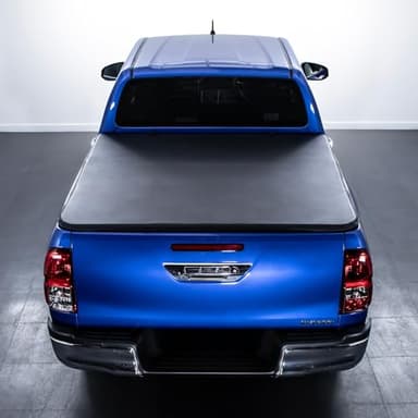 Black Truck Bed Folding Hard Tonneau Cover Compatible with Toyota Hilux MK7 Vigo 2005-2015 Tri-Fold Pickup Cargo Load Bed Black Cover 3 Fold Low Profile