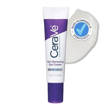 CeraVe Skin Renewing Eye Cream With Peptide Complex, Caffeine, Hyaluronic Acid, Niacinamide, 3 Essential Ceramides, Lightweight Formula, For All Skin Types Including Sensitive Eyes, 15ml
