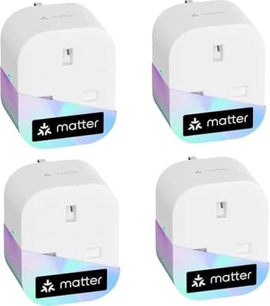 Meross Matter Smart Plug Mini with Energy Monitoring, Works with Apple HomeKit, Alexa, Google Home, SmartThings, WiFi Plug with Voice Remote Control, 13A, 4 Packs