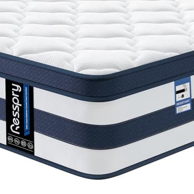 Resspry Double Mattress 4FT6, 12 Inch Memory Foam Sprung Hybrid Mattress, 9-Zone Personalized Support for All Sleepers, Medium Firm Puffy Collection, 100 Night Home Trial