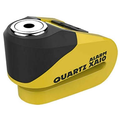 Oxford Motorcycle Disc Lock with Alarm Quartz XA10 Motorbike 10mm pin Motorbike Scooter Brake Disc Lock Anti Theft Bike Security - Yellow/Black