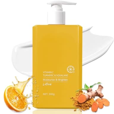 Turmeric & Vitamin C Body Lotion, Body Brightening Cream for Face & Back, Squalane Leg Moisturiser for Uneven Skin Tone, Remove Dark Spots- Firming Face Lotion for Dry Skin,Large-Capacity Cream, 300G