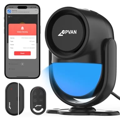 CPVAN Home Alarm Systems, 2.4G WiFi PIR Motion Sensor, Wireless DIY Smart Door/Window for Home Security with Phone APP Alert 3 Pieces Kit (PIR Alarm Hub, 1 Door Sensors, 1 Remotes) Black