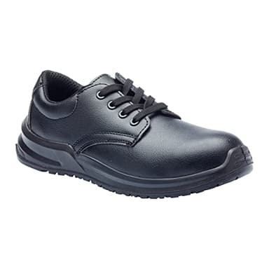 Blackrock Lace-Up Safety Shoes, Mens Womens Steel Toe Cap, Chef, Nursing, Orthopedic, Non-Slip Work Shoes, Work Utility Footwear, Hygiene, Catering, Kitchen Anti-Slip - Size 11 Black