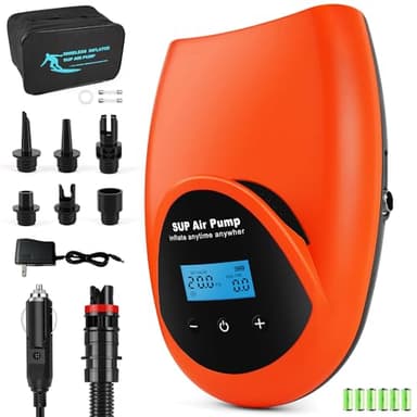 TONSIM Electric SUP Pump 20PSI – Rechargeable 15000mAh Cordless Paddle Board Pump, Dual-Stage Auto-Off, Fast Inflation/Deflation, LCD Display, 12V Car Adapter – for SUP, Kayak, Boat, Tent