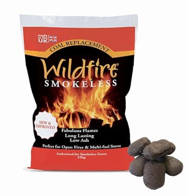 Wild Fire Smokeless Fuel Coal 20kg - High Performance Wildfire Smokeless Coal Biquettes for Open Fires, Multi-Purpose Stoves, Room Heaters, Closed Appliances
