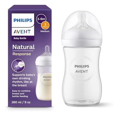 Philips Avent Natural Response Baby Bottle - 260ml Baby Milk Bottle for Newborns and Up, BPA Free, 1+ Months (Model SCY903/01)