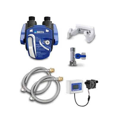 New Water Group Undersink Water Filter: BRITA Filter Head, BRITA Filter P1000, Filter Change Indicator (Digiflow Water Meter), Flex Hose, Angle Valve Adapter