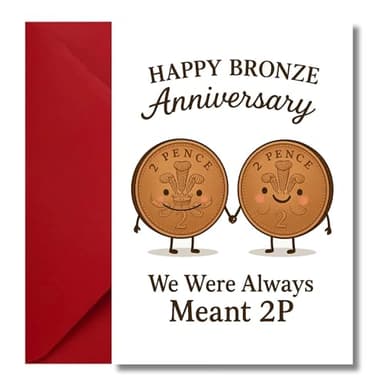 LimaLima Funny Bronze Anniversary Card – 8th Wedding Anniversary We Were Always Meant 2P – Cute Card for Husband, Wife or Partner