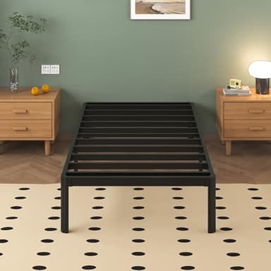 Lutown-Teen Small Single Bed Frames 2ft6 with Rounded Corner Legs, Heavy Duty Metal Bed Frame Small Single, Small Single Bed 36 cm High, Noise Free, Easy Assembly