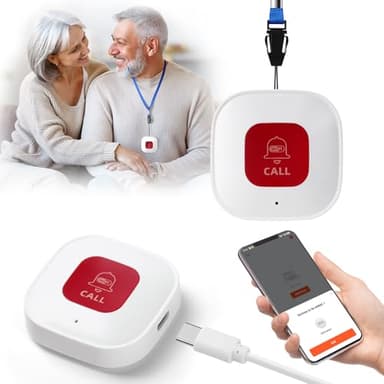 Ainiv Wifi Elderly Alarm Call Button, Personal Panic Button Alarms for Elderly, Home Emergency Pager Alert System for Seniors/Patient/Handicapped, Smart SOS Wireless Caregiver Life Alert Safety Alarm