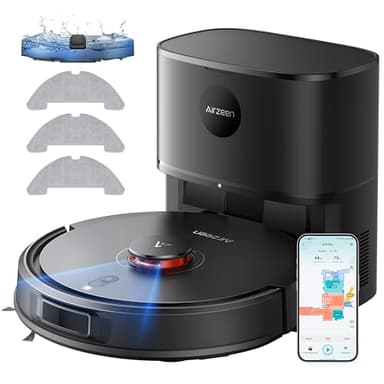 Robot Vacuum Cleaner with Mop, 6000Pa Self-Emptying Robot Vacuum and Mop, Laser Navigator with Smart Mapping Robot Hoover,180Min Runtime, Schedule, App Alexa Voice Control for Pet Hair/Carpet,Q10 Pro