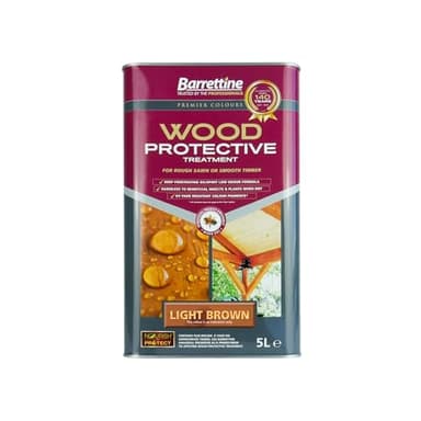 Barrettine Wood Protective Treatment (Light Brown, 5L) - Ideal Treatment for Outdoor Treated Timber Structures. Wood Protector Oil with Water Repellent Qualities. UV & Fade Resistant.