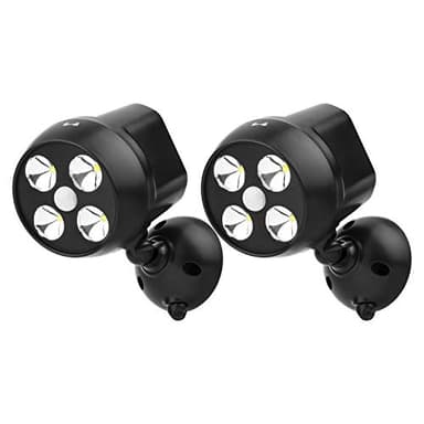 NICREW Battery Powered Outdoor LED Security Light, Pack of 2, PIR Motion Sensor Spotlight, Weatherproof Outdoor Wall Light for Garden Walkways