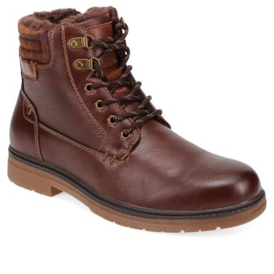 Pavers Fur Cuffed Wide Fit Boots - Dark Brown Size 8