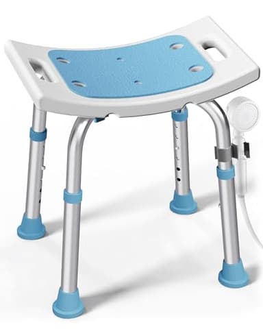 HOMLAND Shower Chair 181 kg, Adjustable Height Shower Stool with Rust-Free Aluminium Frame, Non-Slip Feet Shower Stools to Sit on in Shower, Shower Seat for Elderly Disabled Handicap