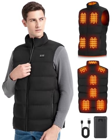 BEKOMIYA Heated Gilet for Men with 16000mAh Power Bank, Lightweight USB Heated Vest with 3 Heat Settings, Winter Warm Body Warmer Jacket for Outdoor Travel, Gift for Men