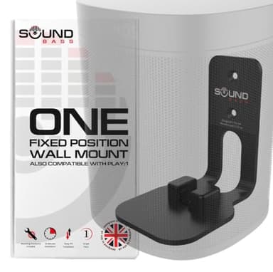 Sound Bass ONE, ONE Gen 2, ONE SL & Play:1 Wall Mount Bracket, Black, Compatible with Sonos ONE, ONE Gen 2, ONE SL & PLAY1 Speaker