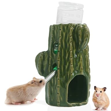 Kelivi Hamster Water Bottle with Stand, 2-in-1 Adjustable 80ml, Guinea Pig Water Bottle for Glass Tank, No Dripping, Chew Proof, Mice, Rats