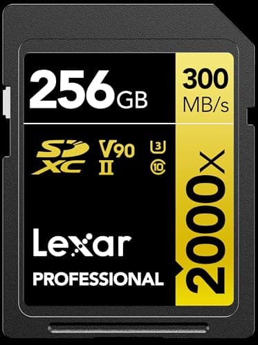 Lexar 256GB Professional 2000x SDXC Memory Card, UHS-II, C10, U3, V90, Full-HD & 8K Video, Up To 300MB/s Read, for DSLR, Cinema-Quality Video Cameras (LSD2000256G-BNNNU)