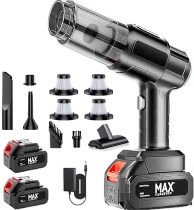 Handheld Vacuum Cleaner Cordless, 30000PA Powerful Car Hoover with Suction & Blow Function – Dual Battery (55 Mins Runtime) Ultra-long Battery Life,Lightweight & Portable Car Cleaner for Car/Home/Pet