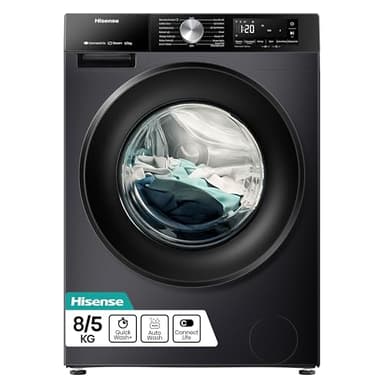 Hisense 3S Series WD3S8043BB3 Wifi Connected 8Kg and 5Kg Washer Dryer with 1400 rpm - Black - A-D Rated