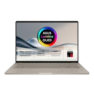 ASUS Zenbook A14 OLED UX3407QA Laptop | 14.0 inch Full HD OLED Screen | Copilot+ PC | 32 Hour Battery | Qualcomm Snapdragon X1-26-100 | 32GB LPDDR5X RAM | 1TB PCIe SSD | Backlit Keyboard | Windows 11
