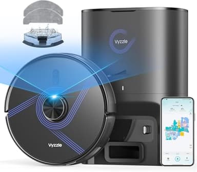 Vyzzle Robot Vacuum Cleaner with Mop, 3.5L Self-Empty Station, 6000Pa Suction, Lidar Navigation Robot Vacuum, 180 Mins Runtime, App/Voice Control, Robotic Vacuums for Hard Floor, Carpet, Pet Hair