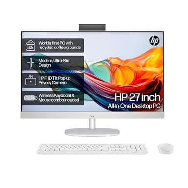 HP 27” All-in-One Desktop PC | AMD Ryzen 7 7730U Processor | 16 GB RAM | 512 GB SSD | AMD Radeon Graphics | FHD IPS Anti-Glare Display | Windows 11 Home | Dual Speakers | Shell White | 27-cr0000sa