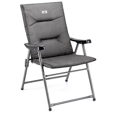 Trail Monarch Folding Camping Chair Padded High Back Outdoor Garden Armchair Seat (Grey & Black)